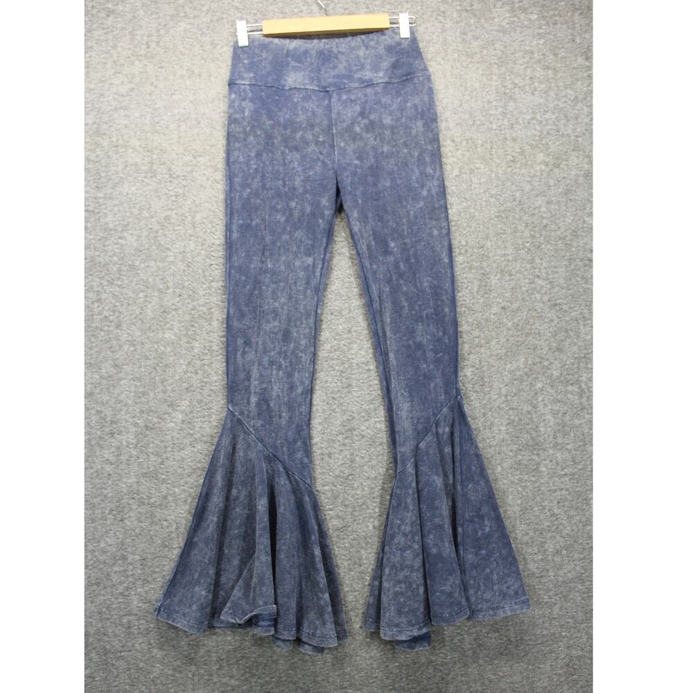 Earthbound Flower Child Blue Flare Pants Size Small